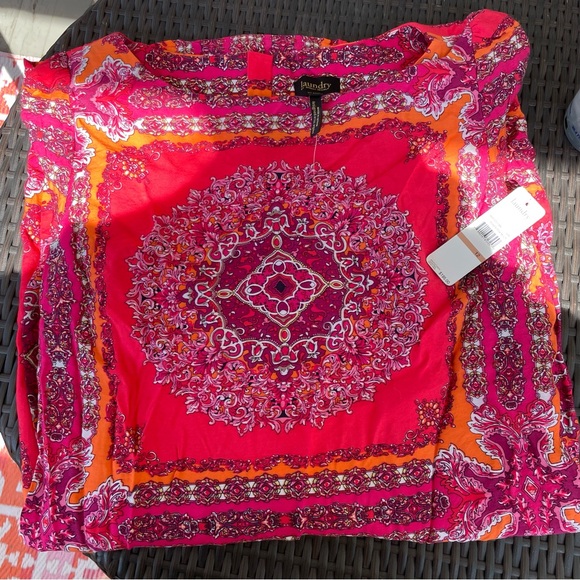 Laundry by Shelli Segal Scarf Print Dress in Power Pink Multi Size 12 (NWT) - Picture 7 of 11